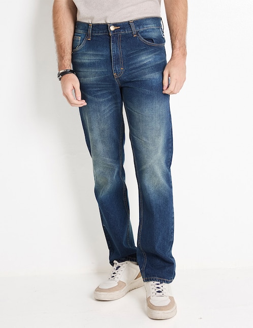 Jeans straight lavado claro para hombre 1