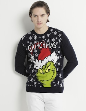 Suéter Navideño The Grinch Cuello Redondo Para Hombre