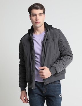 Chamarra Bomber Non Stop Con Capucha Para Hombre