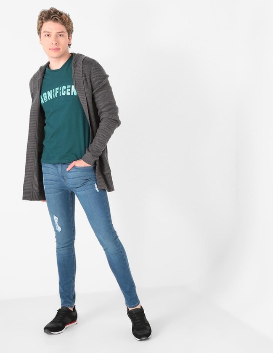 Jeans skinny lavado stone wash para hombre 7