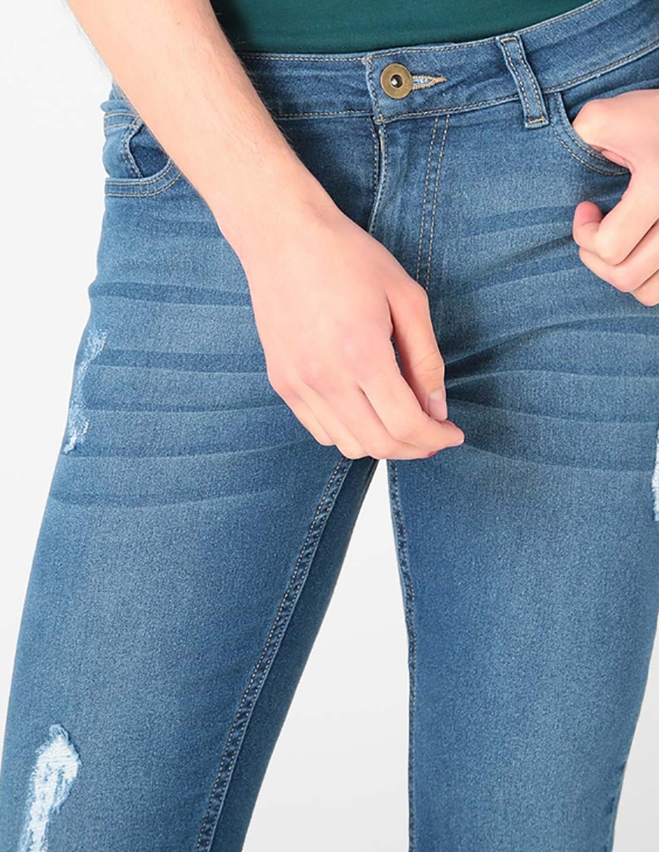 Jeans skinny lavado stone wash para hombre 8