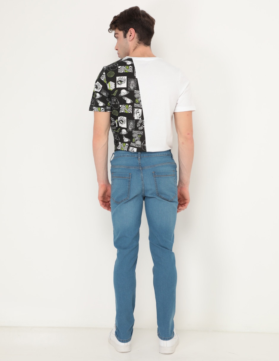 Jeans slim lavado sand blast para hombre 5