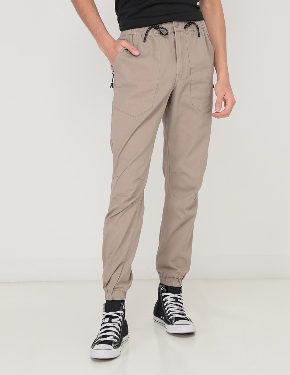 Pantalón jogger recto de gabardina para hombre 1