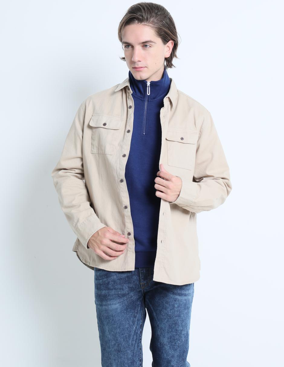 Camisa casual de algodón manga larga para hombre
