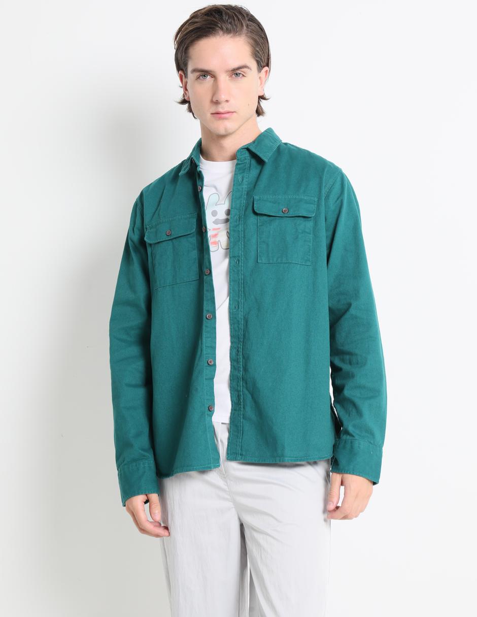 Camisa casual de algodón manga larga para hombre 1