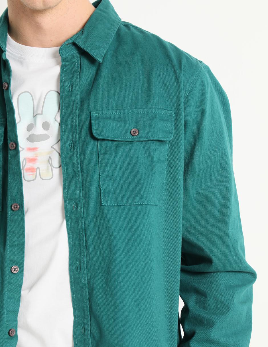Camisa casual de algodón manga larga para hombre 4
