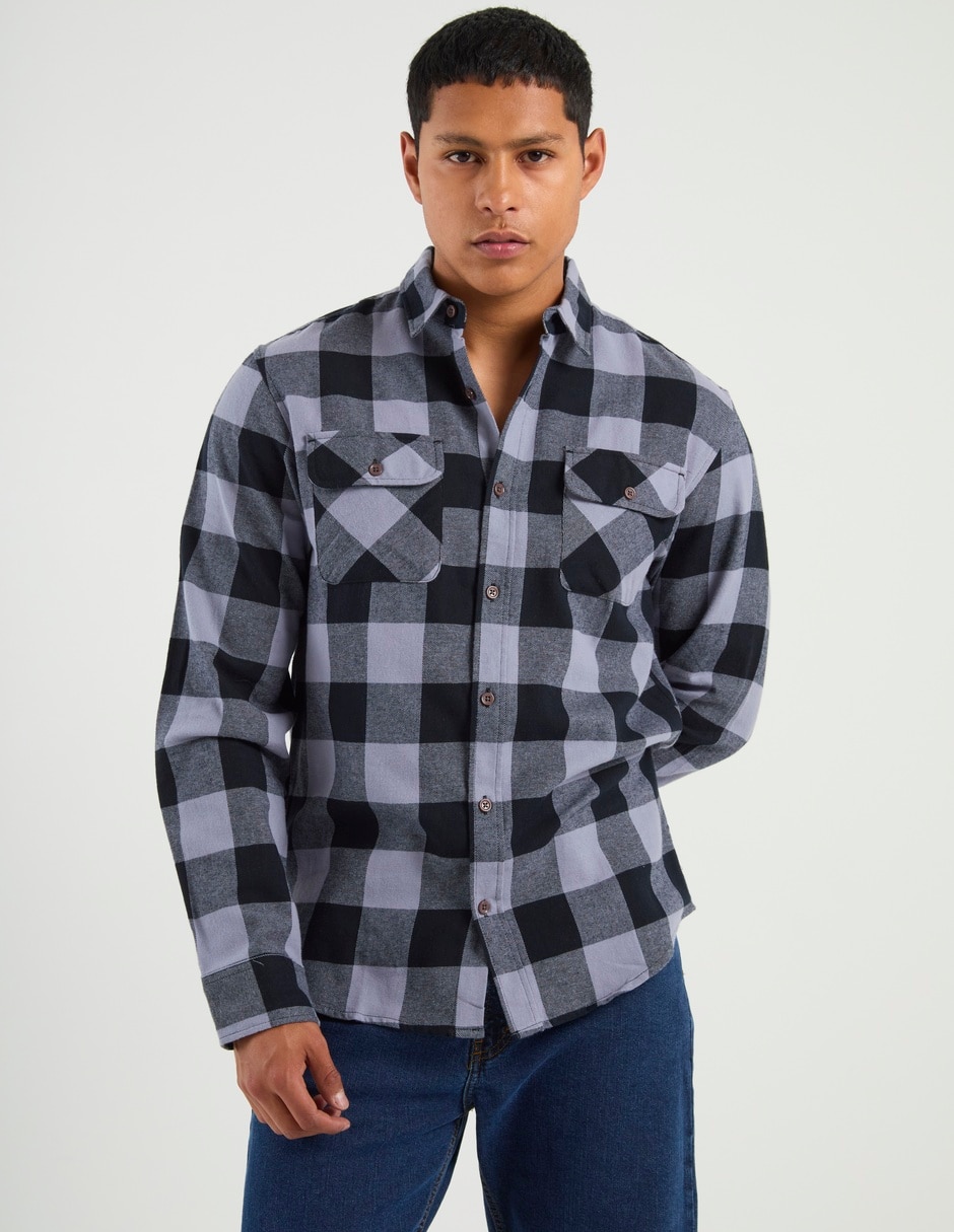 Camisa casual manga larga para hombre 1