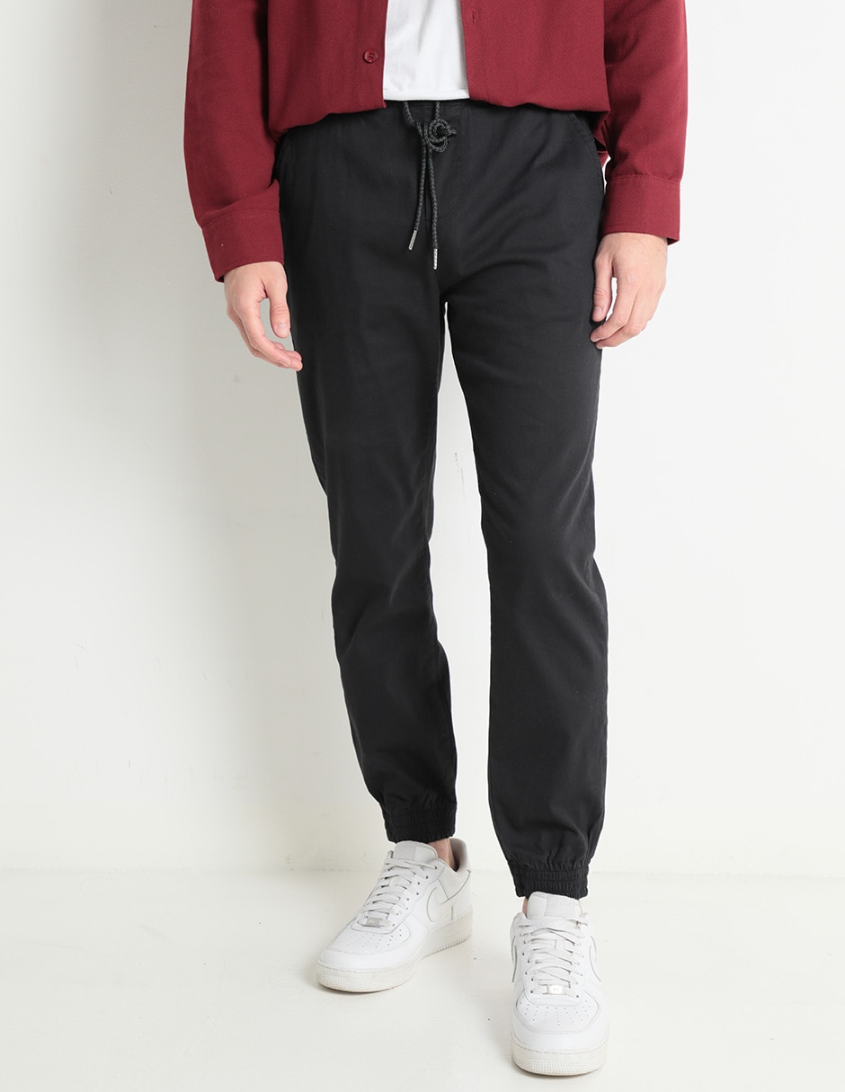Pantalón jogger regular de gabardina para hombre