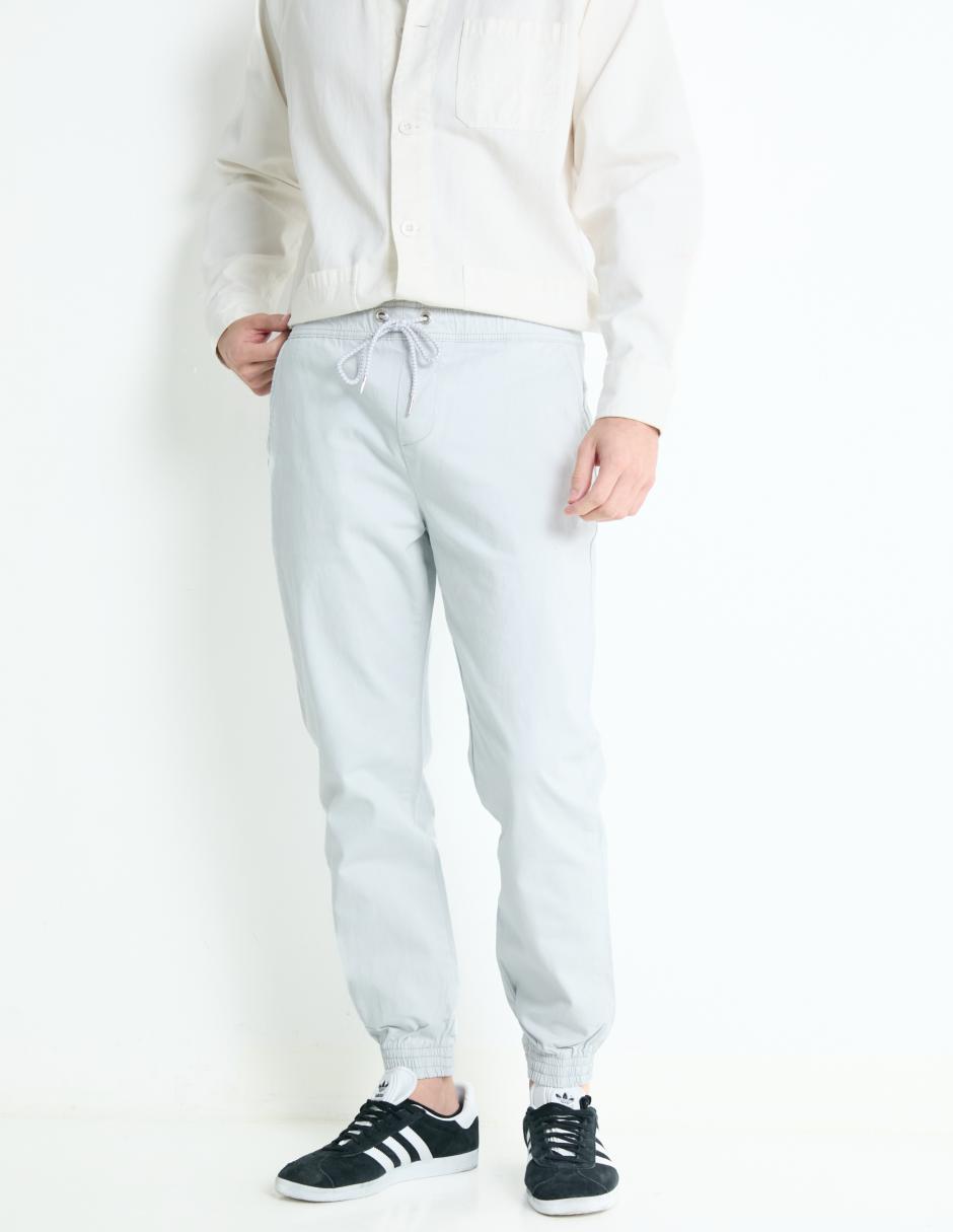 Pantalón jogger regular de gabardina para hombre