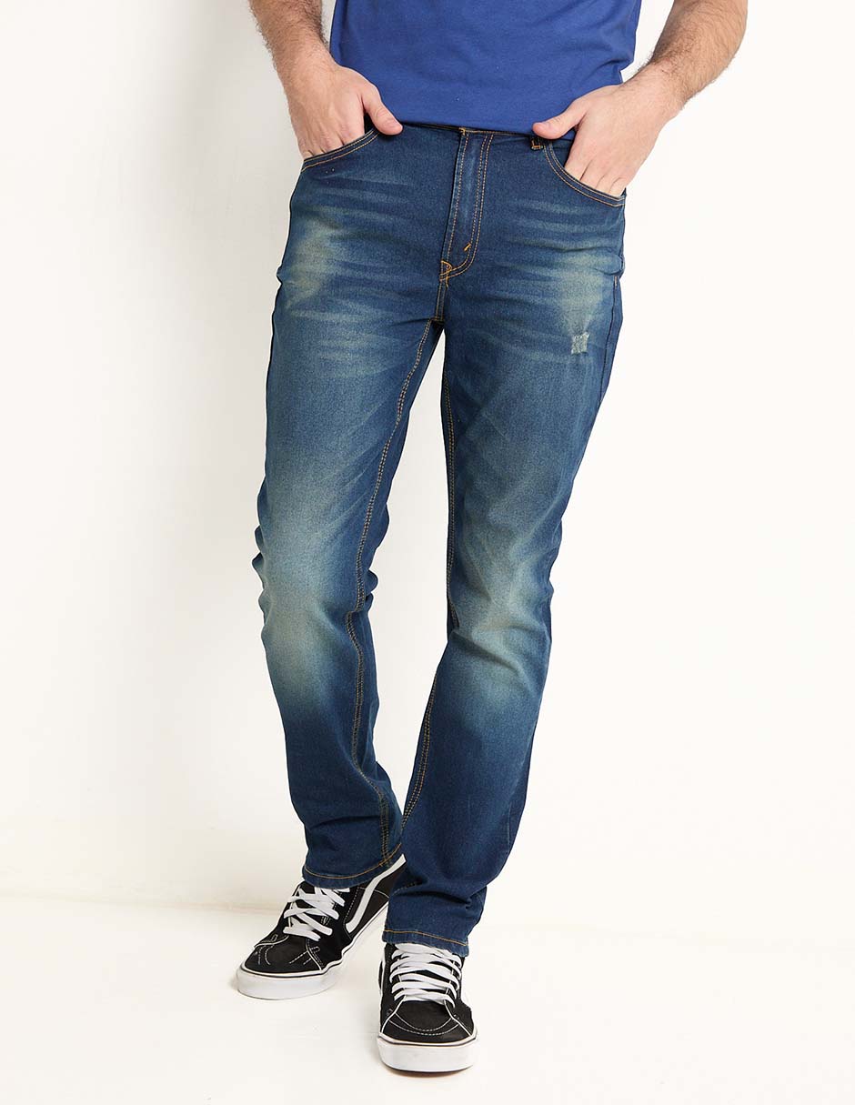 Jeans slim deslavado para hombre 1