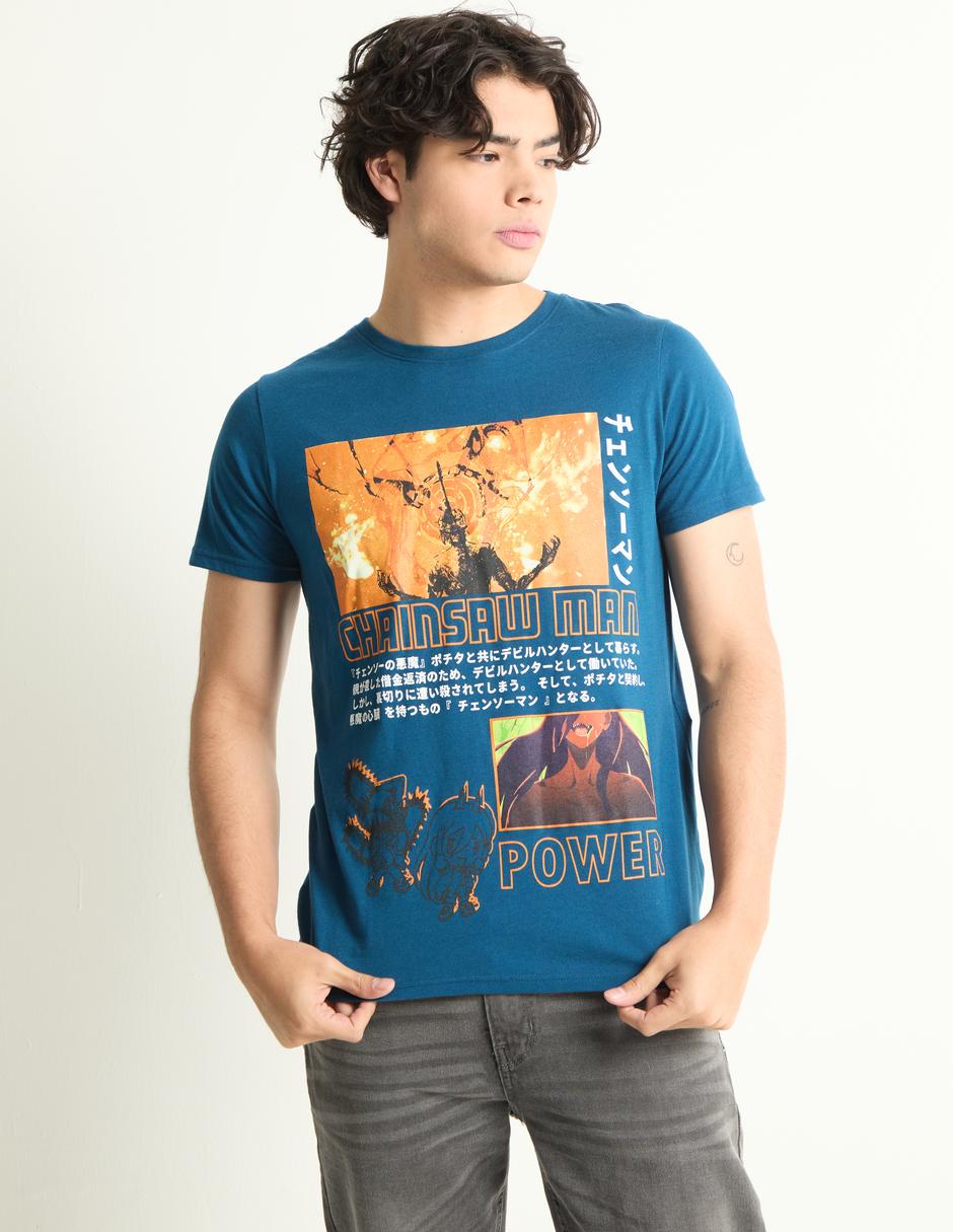Playera Chainsaw Man cuello redondo para hombre Suburbia