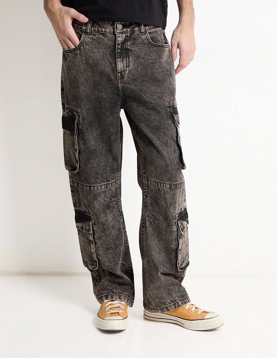 Jeans cargo baggy Non Stop deslavado para hombre Suburbia