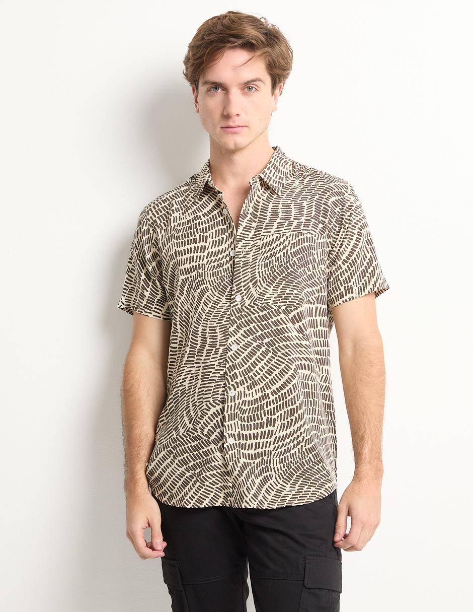 Camisa casual de algodón manga corta para hombre