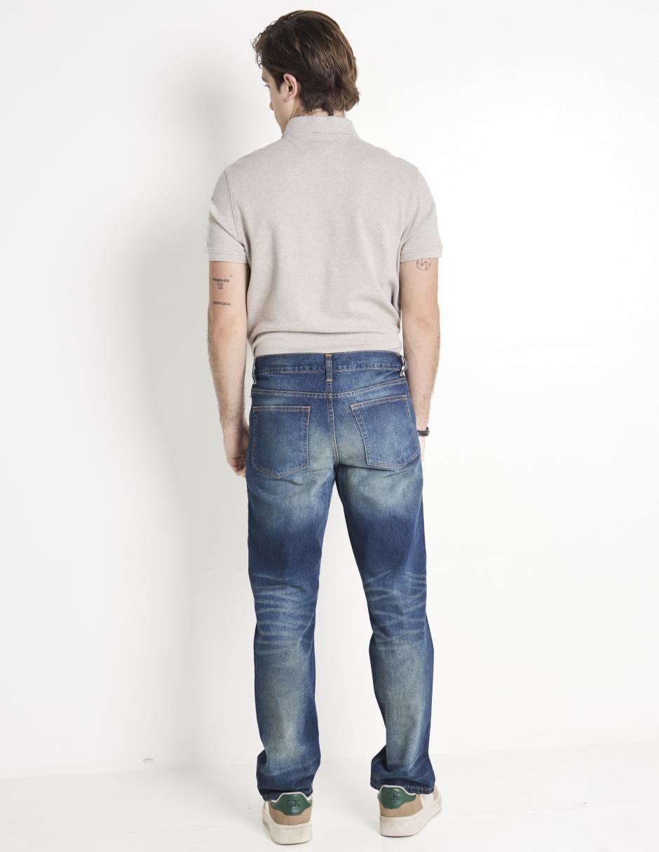 Jeans straight lavado claro para hombre 2
