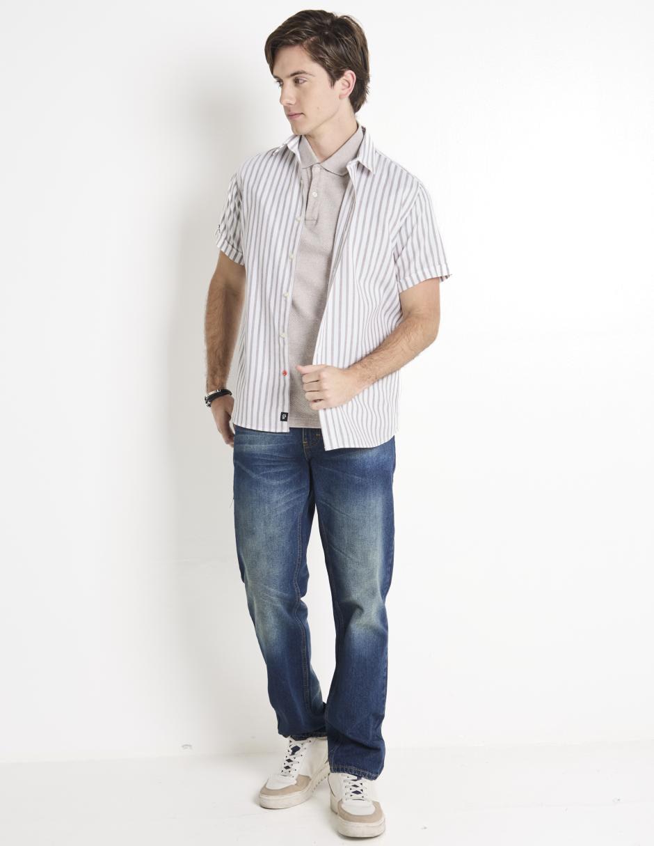 Jeans straight lavado claro para hombre 3