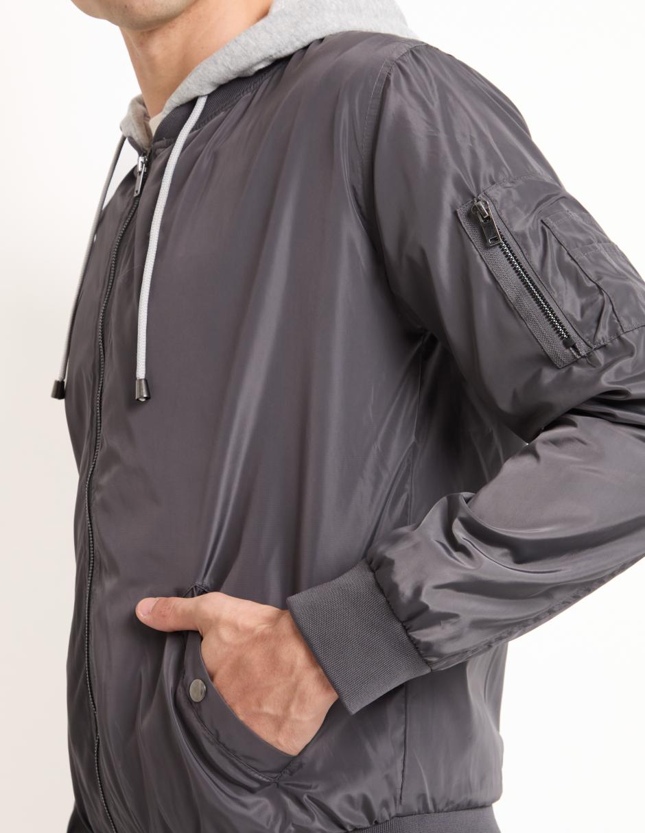 Chamarra bomber capucha desmontable para hombre 4