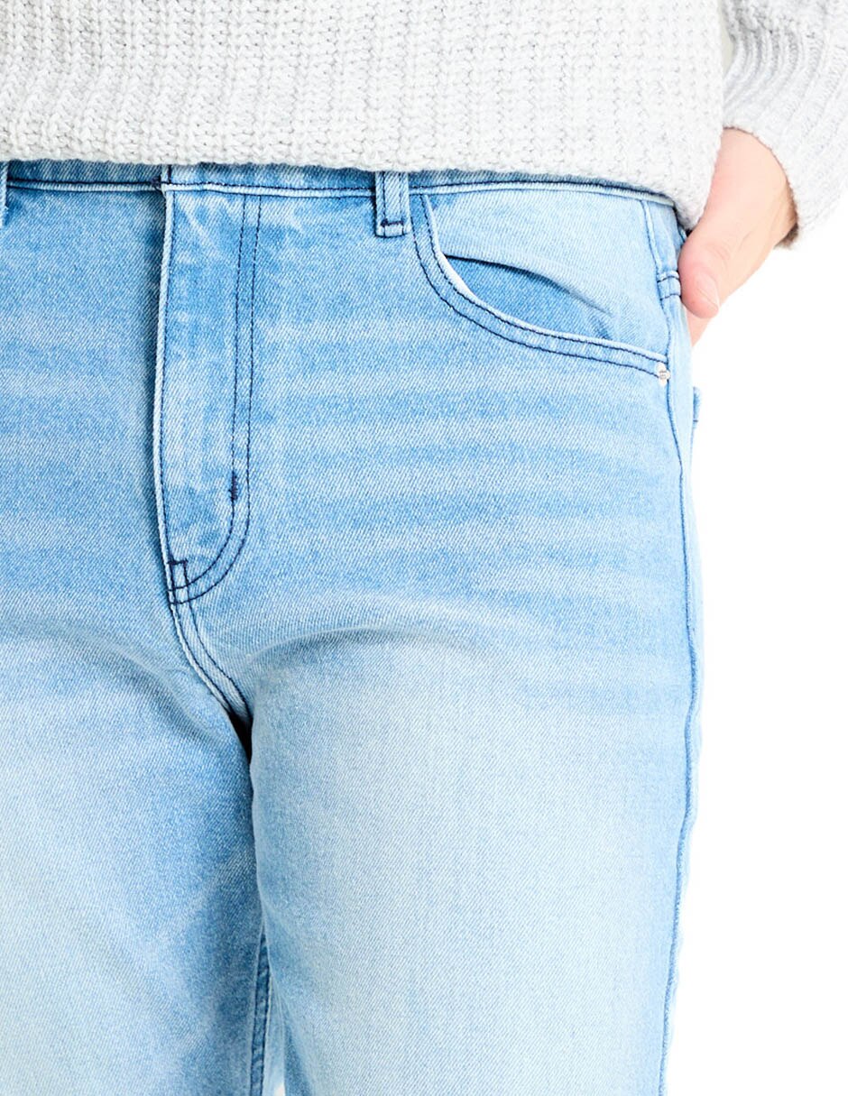 Jeans straight lavado claro para hombre 4