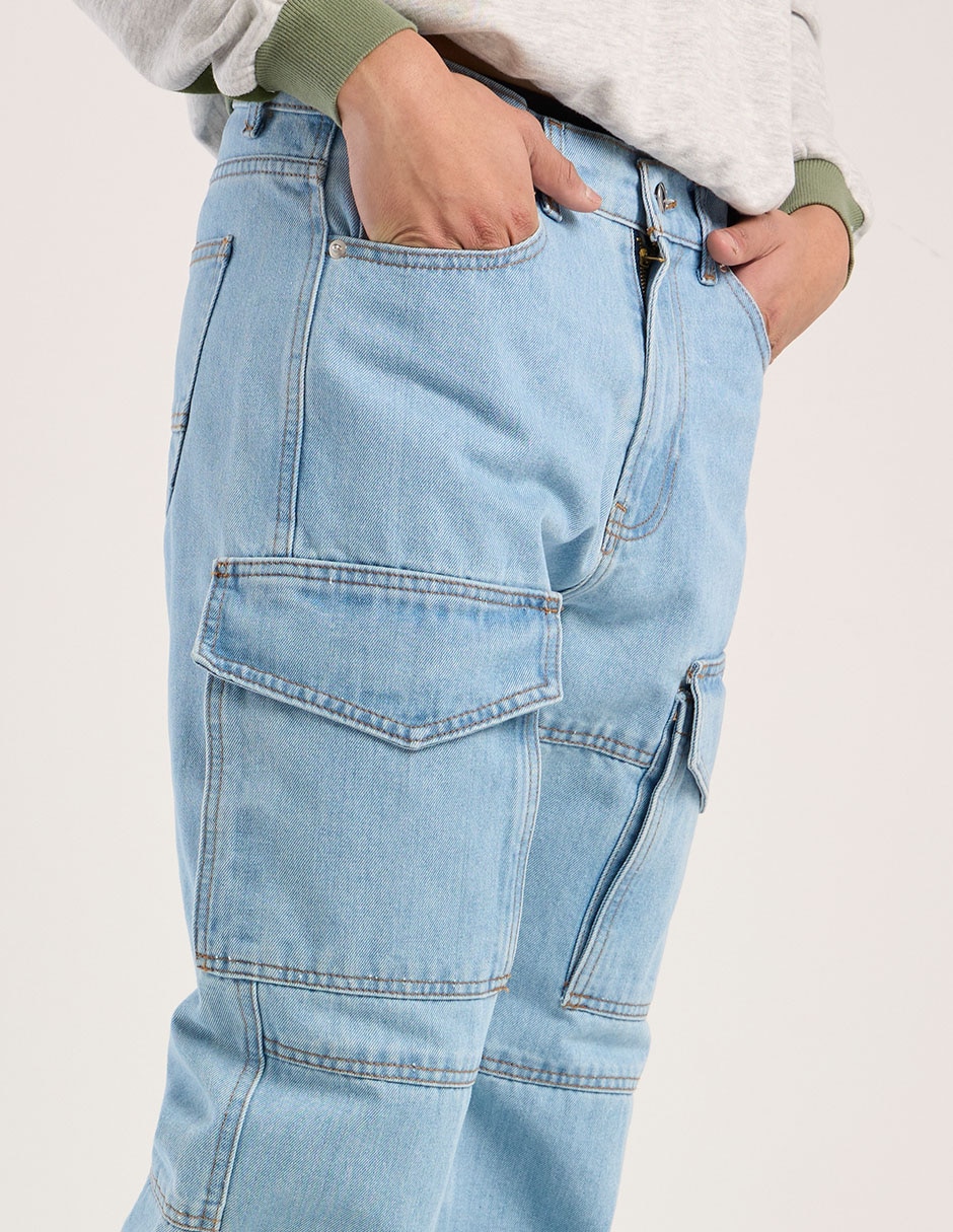 Jeans straight lavado claro para hombre 5