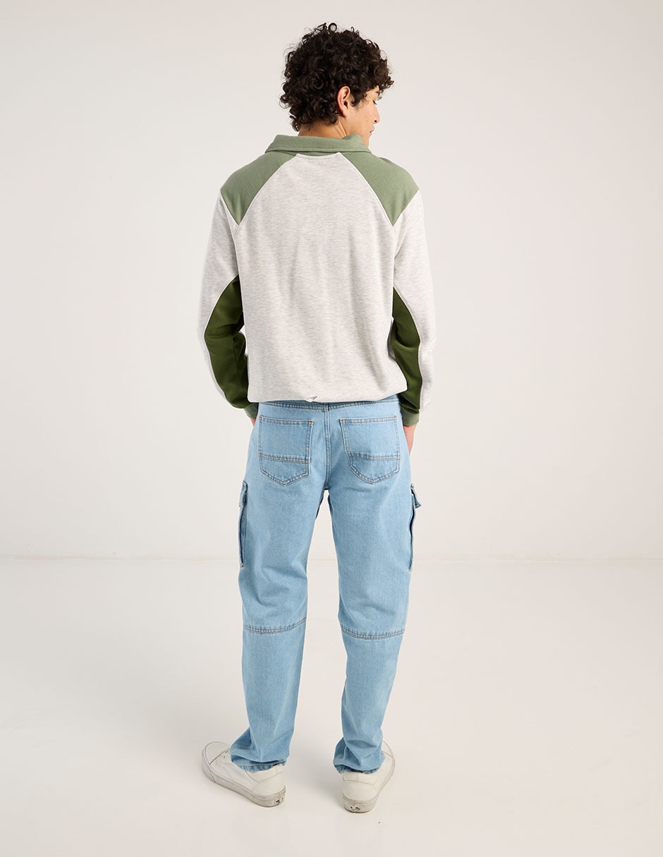 Jeans straight lavado claro para hombre 6