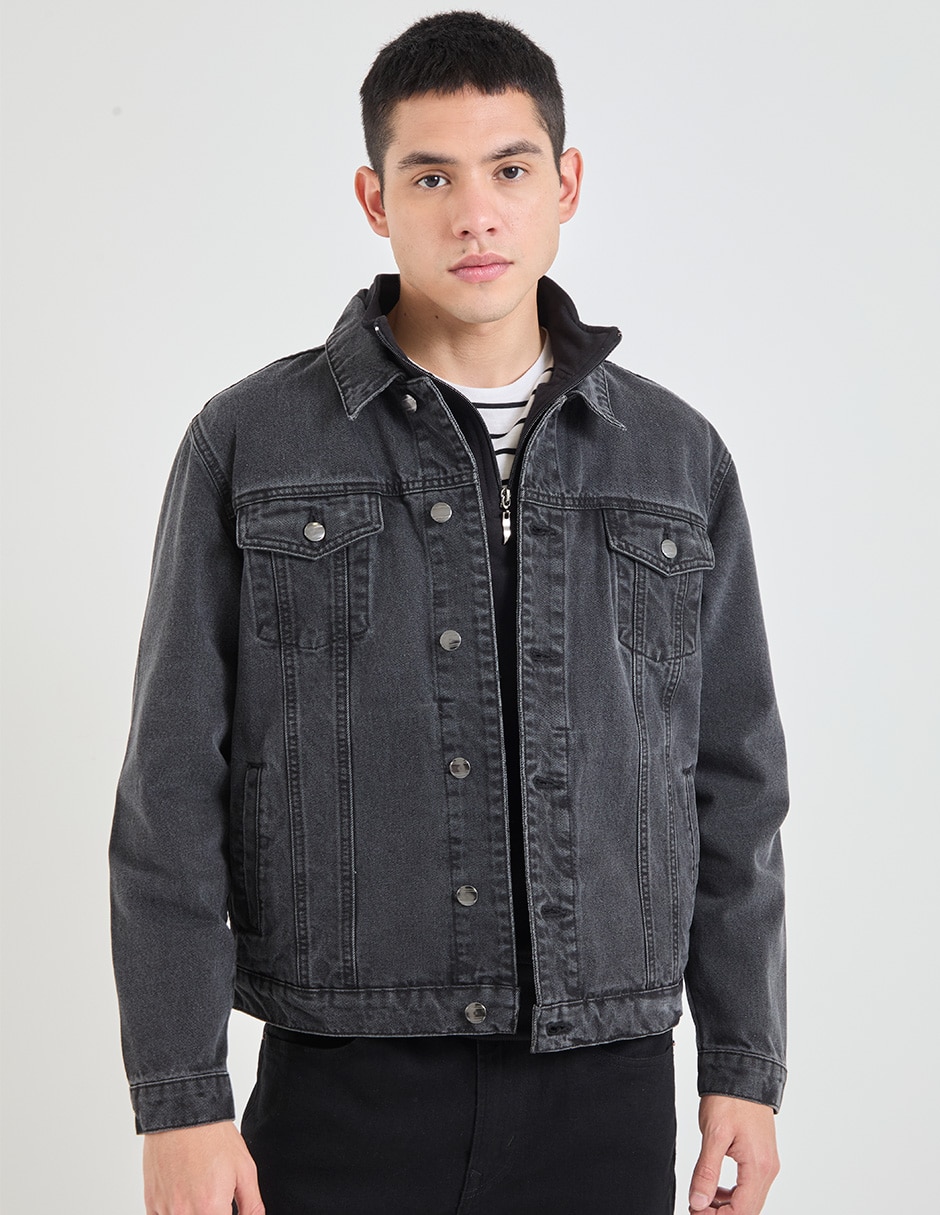 Chamarra denim de mezclilla con bolsillos para hombre Chamarra denim de mezclilla con bolsillos para hombre