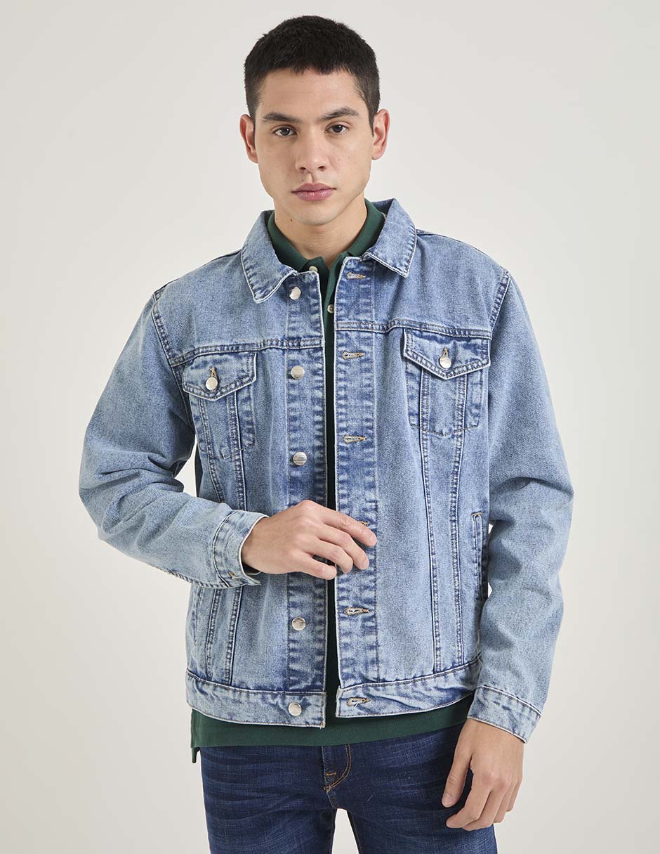 Chamarra casual de mezclilla con bolsillos para hombre Chamarra casual de mezclilla con bolsillos para hombre