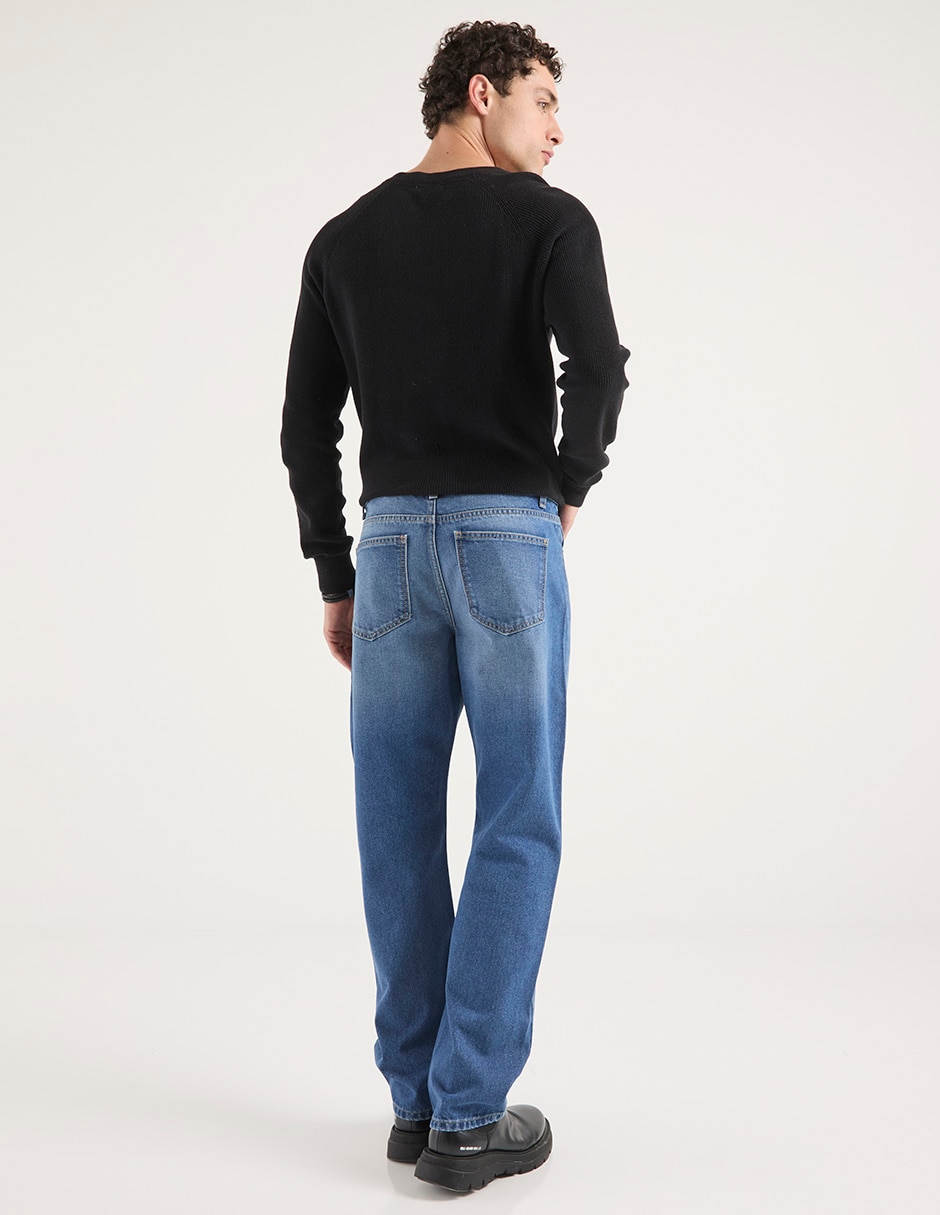 Jeans straight deslavado para hombre 2