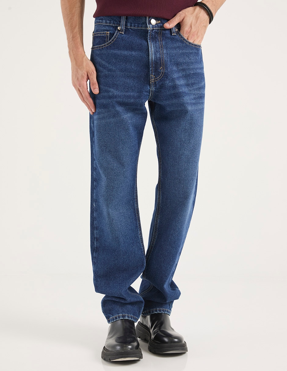 Jeans straight deslavado para hombre