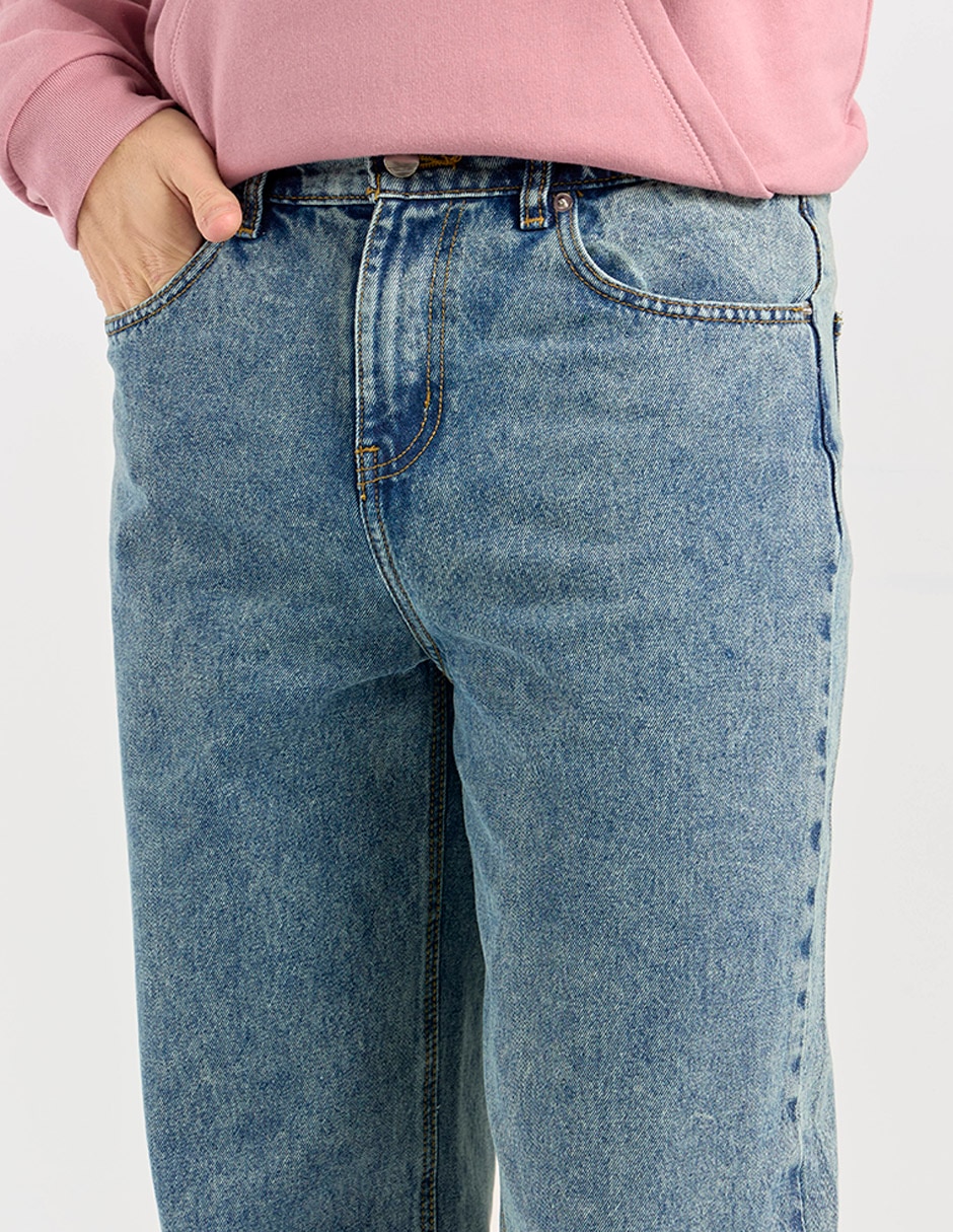 Jeans straight lavado stone wash para hombre 4