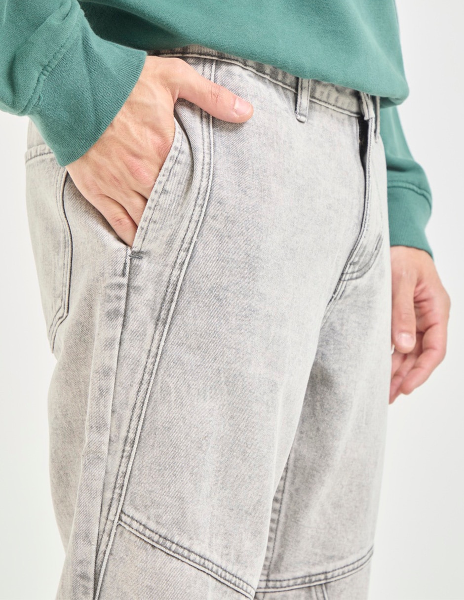 Jeans straight deslavado para hombre 4