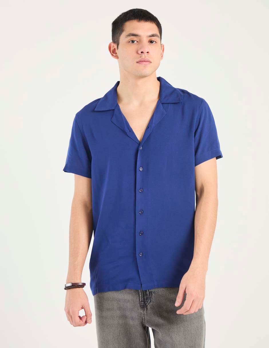 Camisa casual de algodón manga corta para hombre