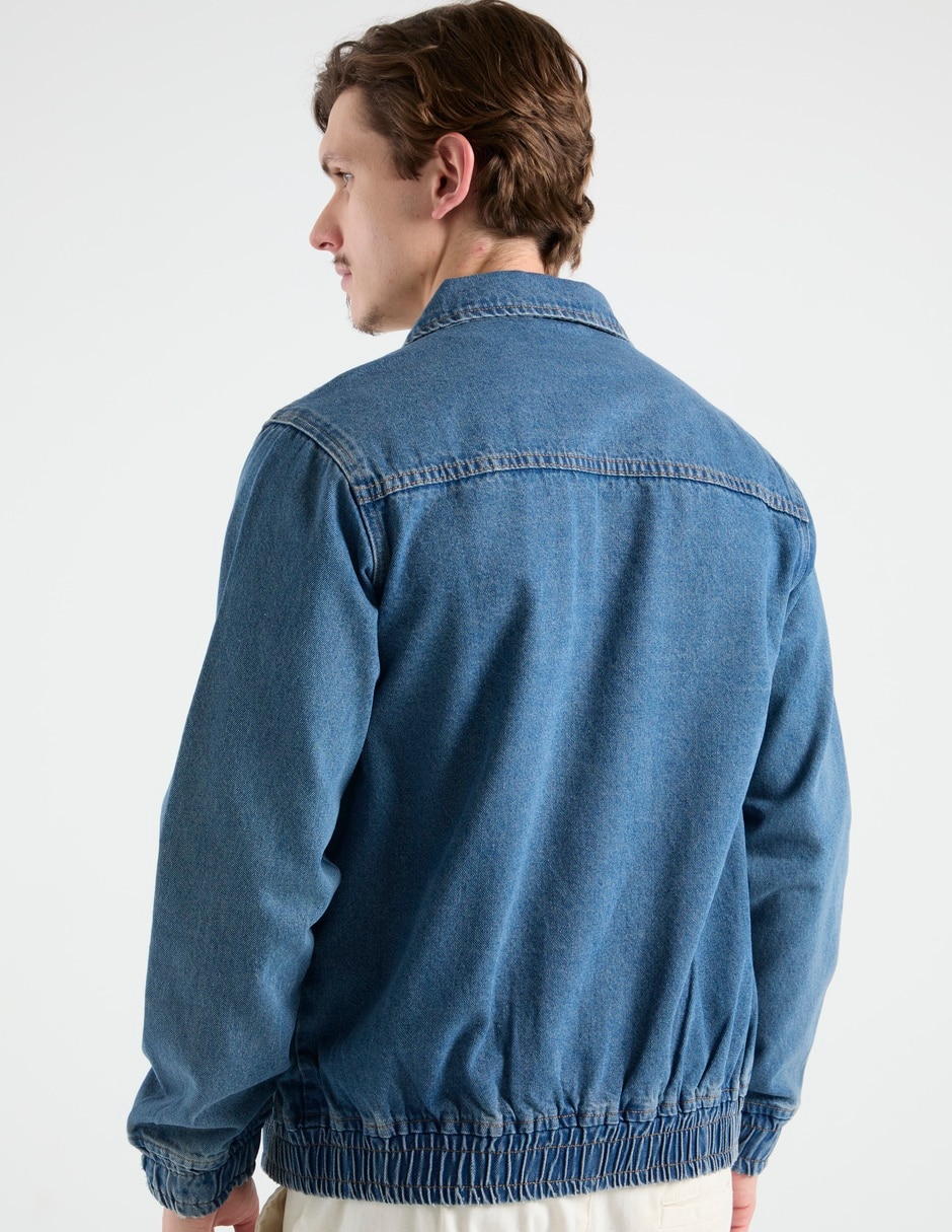 Chamarra bomber de mezclilla con bolsillos para hombre 6