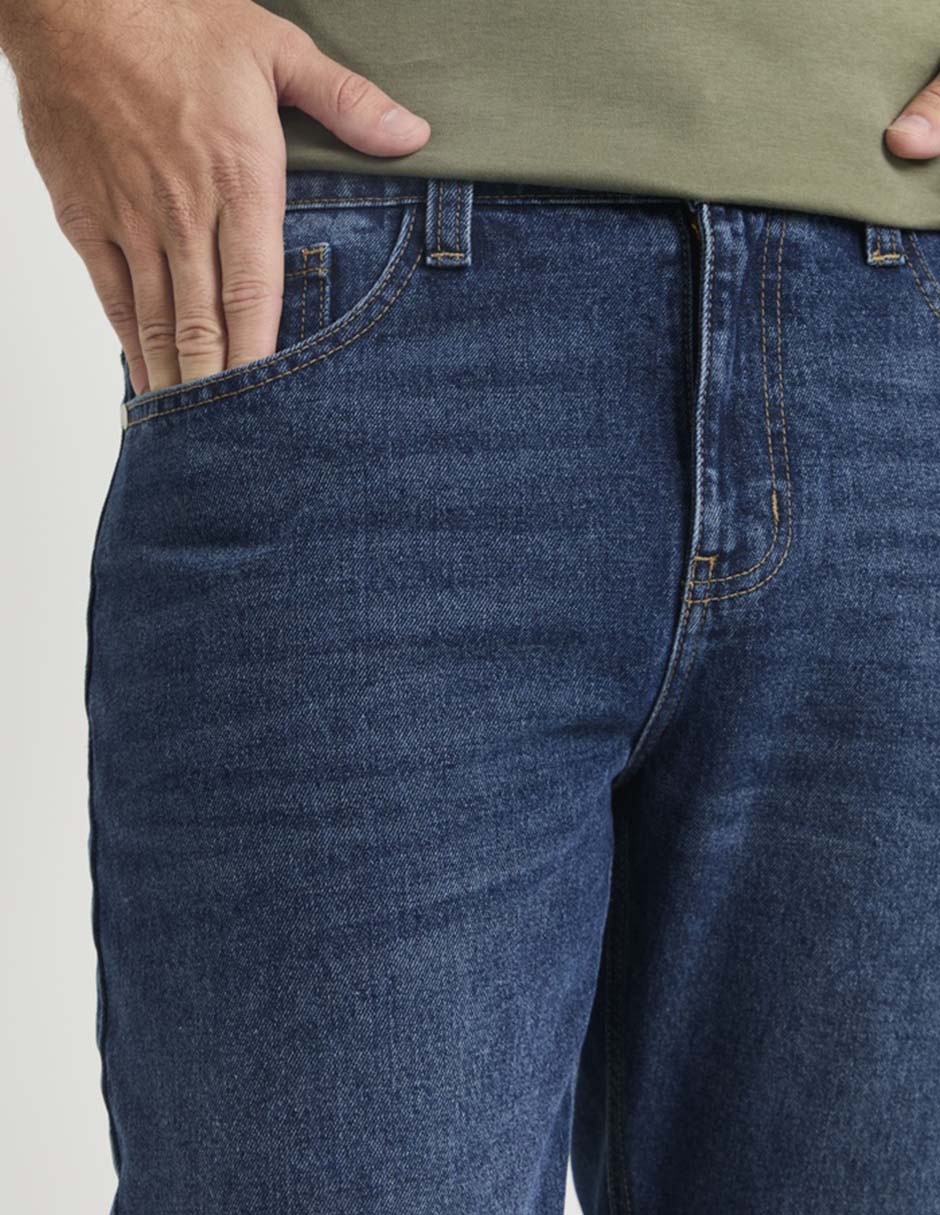 Jeans straight deslavado para hombre 4