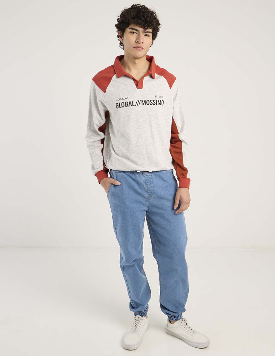 Jeans jogger straight lavado medio para hombre Jeans jogger straight lavado medio para hombre