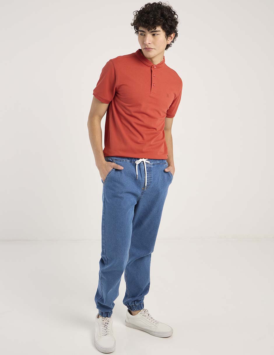 Jeans jogger straight lavado medio para hombre Jeans jogger straight lavado medio para hombre