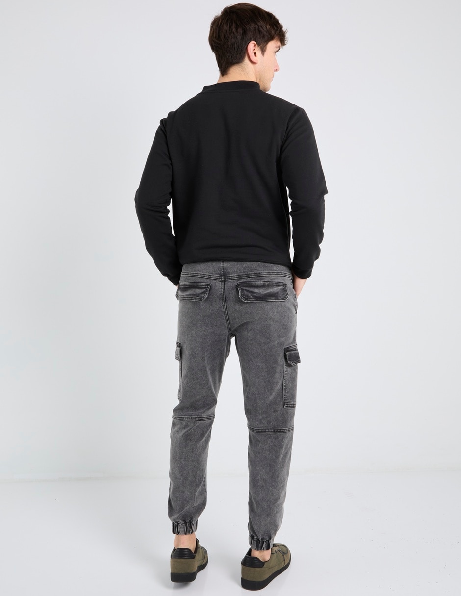 Jeans jogger slim deslavado para hombre
