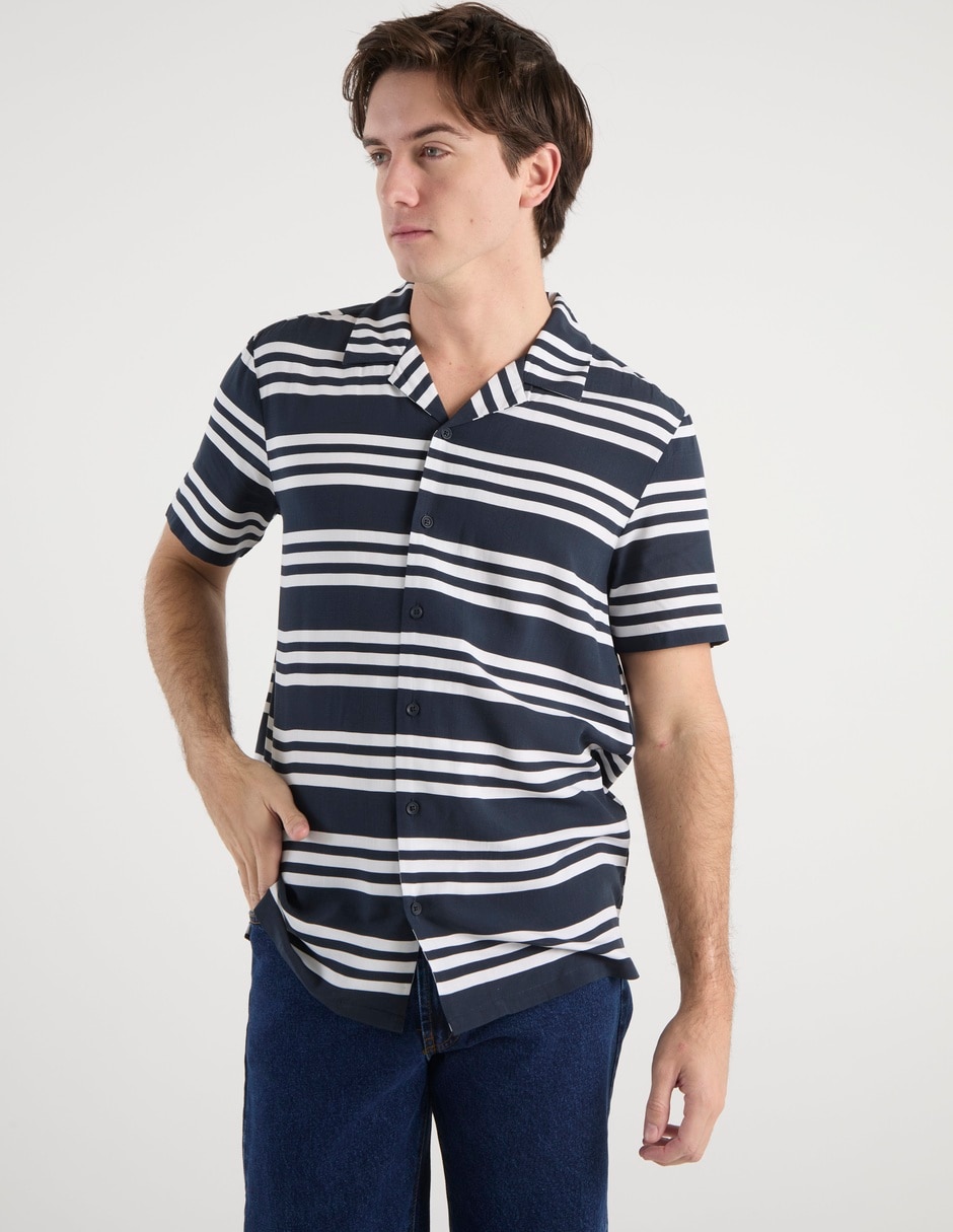 Camisa casual de algodón manga corta para hombre