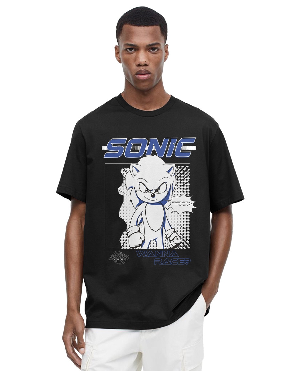 Playera Sonic cuello redondo para hombre Playera Sonic cuello redondo para hombre